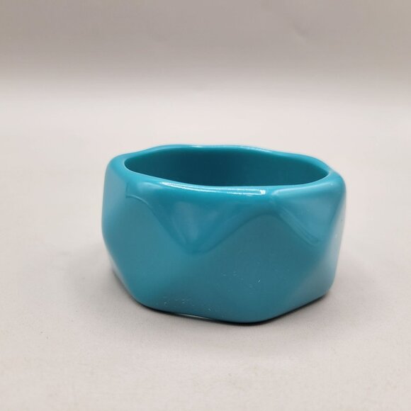Turquoise Acrylic Bangle Bracelet Wide Geometric Design - Picture 3 of 8